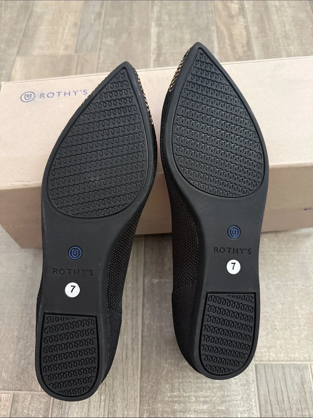 Rothy's Black Knit Pointed-Toe Flats with Houndstooth Toe Accent - Picture 6 of 7